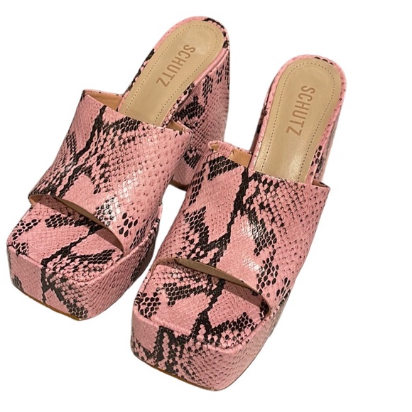 SCHUTZ Aretha Snake-Embossed Platform Sandals 7.5 - Picture 9 of 13